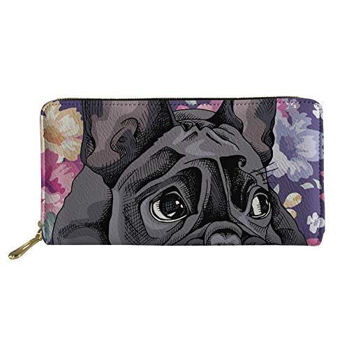 Lsjuee Damen-Reißverschluss-Kupplung, Lange Brieftasche, Multi-Kartenhalter, Organizer, Geldbörse, Handtaschen, Bulldogge 2 von Lsjuee