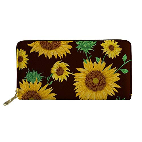 Lsjuee Damen-Reißverschluss-Kupplung, Lange Brieftasche, Multi-Kartenhalter, Organizer, Geldbörse, Handtaschen, Sonnenblume 3 von Lsjuee