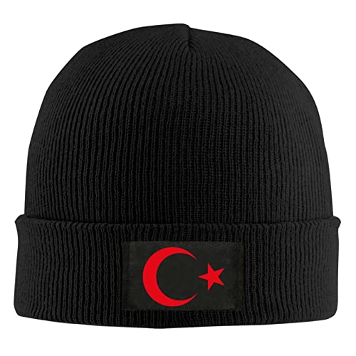 Lsjuee Emblem der Türkei, Schwarze Strickmütze für Unisex-Winter, warme, Dehnbare Beanie-Mützen mit Bündchen für Männer und Frauen von Lsjuee