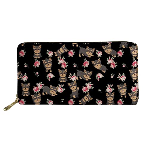 Lsjuee Entzückende Yorkshire-Blumenmädchen-niedliche Leder-Mappen-Reise-Handtaschen Wome Telefon-Geldbörse von Lsjuee