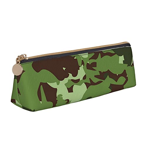 Lsjuee Grünes Camouflage-Federmäppchen für Damen, Stifttasche, einfache Tragetasche für Erwachsene, mit glattem Reißverschluss, langlebig, leicht, für Büro, Organizer, Aufbewahrungstasche von Lsjuee