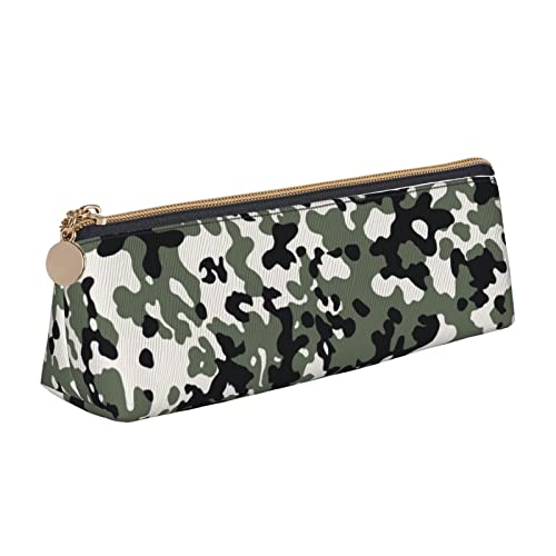 Lsjuee Grünes Militär-Camouflage-Federmäppchen für Damen, Stifttasche, einfache Tragetasche für Erwachsene, mit glattem Reißverschluss, langlebig, leicht, für Büro, Organizer, Aufbewahrungstasche von Lsjuee