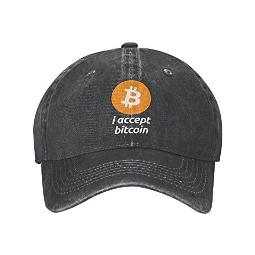 Lsjuee Ich akzeptiere Bitcoins Unisex Cowboyhut Baseballkappen Verstellbare Sport Golf Denim Casquette Cap Schwarz von Lsjuee