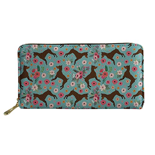 Lsjuee Lange Geldbörse mit Zwergpinscher-Print, PU-Leder-Clutch-Tasche, weiche, leichte Geldbörse mit Reißverschluss für Damen von Lsjuee