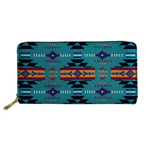 Lsjuee Leder Damen Geldbörsen RFID blockierender Kartenhalter Aztekisches geometrisches Muster Kleine Handytasche von Lsjuee