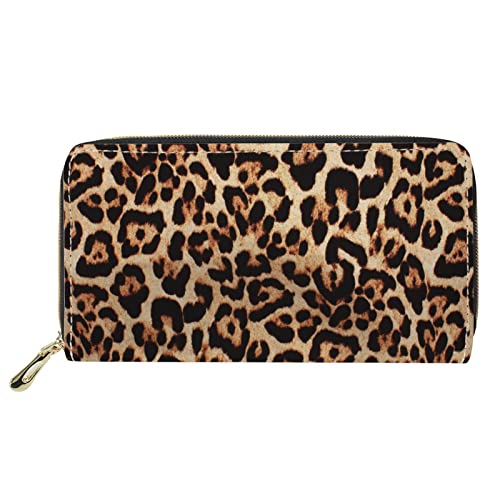 Leder Geldbörse Geldbörse Kosmetik Make-up Tasche Handy Geldbörse Tasche RFID blockierende Reißverschlusstasche Brieftasche Kartenetui Leopard Tiermuster von Lsjuee