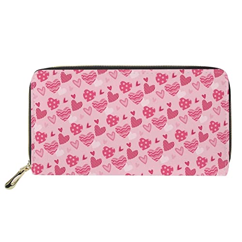 Lsjuee Love Heart Print Damen Geldbörse mit Reißverschluss, große Reise-Geldbörse, Handyhalter, Tasche mit Reißverschluss für Mädchen, Damen, Geschenk von Lsjuee