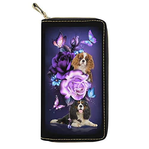 Lsjuee PU-Leder-Geldbörse mit Blumen- und Butterflty- und Shih Tzu-Aufdruck für Damen, tragbare Reise- und Outdoor-Shopping-Kreditkarten-Geldbörse mit Reißverschluss, Handtasche im Weihnachtsstil von Lsjuee