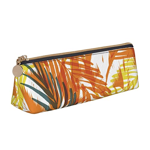 Lsjuee Palm Leaf Yellow Federmäppchen für Damen, Stifttasche, einfache Tragetasche für Erwachsene, mit glattem Reißverschluss, langlebig, leicht, für Büro, Organizer, Aufbewahrungstasche von Lsjuee