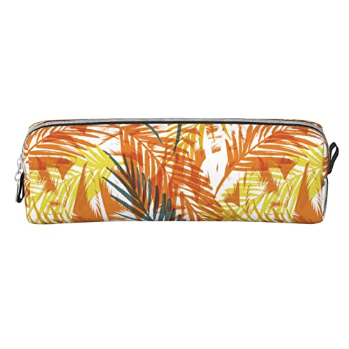 Lsjuee Palm Leaf Yellow Kleines Federmäppchen, einfache Stifttasche, Tragetasche für Erwachsene, mit glattem Reißverschluss, langlebig, leicht, für Büro, Organizer, Aufbewahrungstasche von Lsjuee