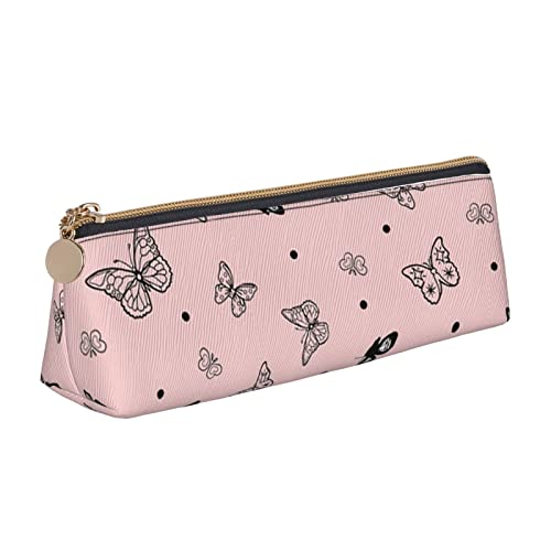 Lsjuee Pink Butterfly Federmäppchen für Damen, Stifttasche, einfache Tragetasche für Erwachsene, mit glattem Reißverschluss, langlebig, leicht, für Büro, Organizer, Aufbewahrungstasche von Lsjuee