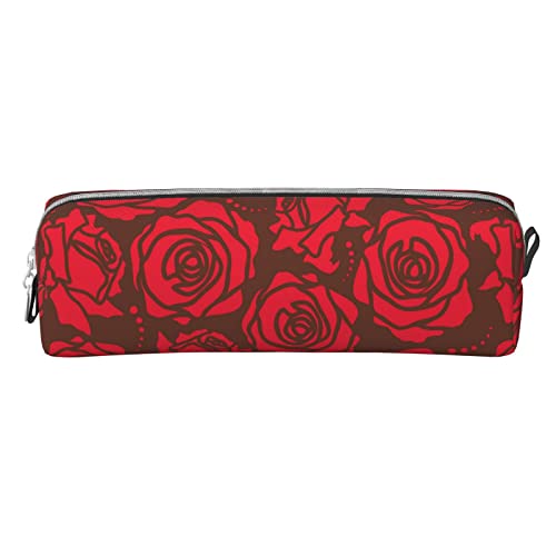 Lsjuee Red Rose Kleines Federmäppchen, einfache Stifttasche, Tragetasche für Erwachsene, mit glattem Reißverschluss, langlebig, leicht, für Büro, Organizer, Aufbewahrungstasche von Lsjuee