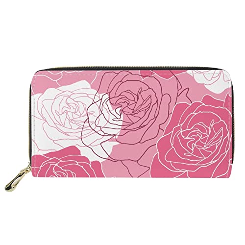 Lsjuee Romantische Ledergeldbörse mit Rosenblumendruck für Frauen, Valentinstag, Reißverschluss, Geschenk, Kartenhalter, Handtasche von Lsjuee