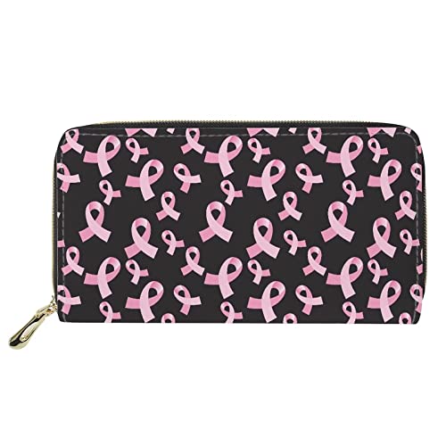 Lsjuee Rosa Brustkrebs-Geldbörse Mandala Geometrische Frauen Leder Geldbörse Münzfach Kartenfächer Einkaufen Geldscheinklammern Clutch Tasche Handyhalter Damen Handtasche Geschenk von Lsjuee