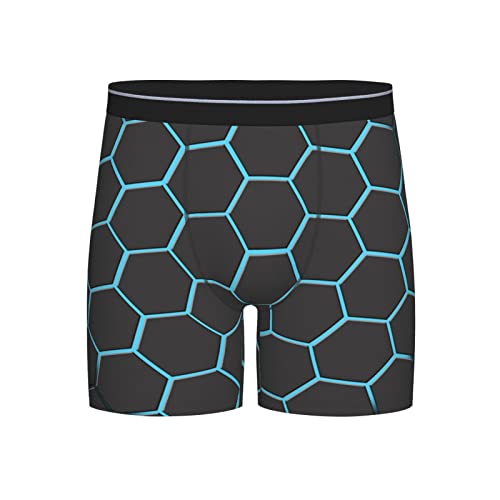 Lsjuee Schwarze und Blaue Hexagon Herren Boxershorts Stretch Boxer Briefs Unterwäsche von Lsjuee