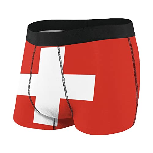 Lsjuee Schweizer Flagge Herren-Boxershorts Herren-Unterwäsche atmungsaktive Stretch-Boxershorts Herren-Boxer-Leggings von Lsjuee