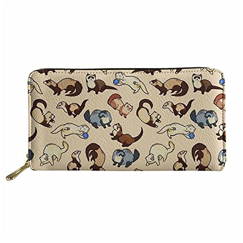 Lsjuee Süße Faultier-Druck-Kartenhalter-Etui Clutch Damen Geldbörse, tragbare Brieftasche, Schlüsselhalter, Tasche für Mädchen, Frauen, Einkaufen, Beige von Lsjuee