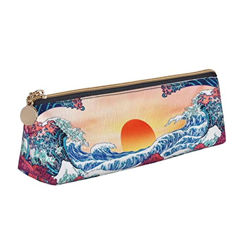 Lsjuee Sunset Ocean Federmäppchen für Damen, Stifttasche, einfache Tragetasche für Erwachsene, mit glattem Reißverschluss, langlebig, leicht, für Büro, Organizer, Aufbewahrungstasche von Lsjuee