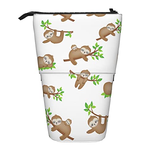 Lsjuee Teleskop-Federmäppchen, Faultier, stehendes Federmäppchen, Schreibwaren-Organizer-Tasche, tragbarer Stiftetui-Halter für Büro, Schule, Teenager, Taschen, Mädchen von Lsjuee