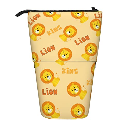 Lsjuee Teleskop-Federmäppchen, Löwe, stehendes Federmäppchen, Schreibwaren-Organizer-Tasche, tragbarer Stiftetui-Halter für Büro, Schule, Teenager, Taschen, Mädchen von Lsjuee