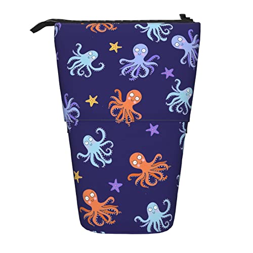 Lsjuee Teleskop-Federmäppchen, Oktopus, stehendes Federmäppchen, Schreibwaren-Organizer-Tasche, tragbarer Stiftetui-Halter für Büro, Schule, Teenager, Taschen, Mädchen von Lsjuee
