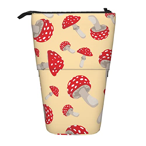 Lsjuee Teleskop-Federmäppchen, Pilz-Motiv, stehendes Federmäppchen, Schreibwaren-Organizer-Tasche, tragbarer Stiftetui-Halter für Büro, Schule, Teenager, Taschen, Mädchen von Lsjuee
