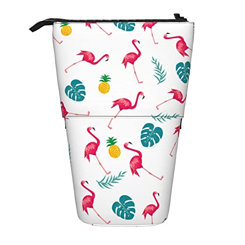 Lsjuee Teleskop-Federmäppchen mit Flamingo-Motiv, stehendes Federmäppchen, Schreibwaren-Organizer-Tasche, tragbarer Stiftetui-Halter für Büro, Schule, Teenager, Taschen, Mädchen von Lsjuee