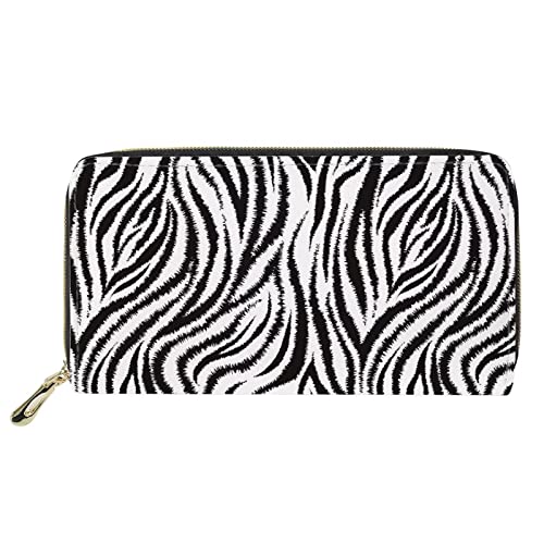 Lsjuee Tier-Zebra-Streifenmuster Frauen RFID-blockierende Ledergeldbörse Kreditkarten-Kupplung Reißverschluss um Handy-Geldbörse Handtasche von Lsjuee