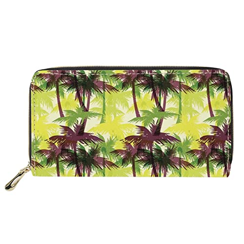 Lsjuee Tragbare Handtasche für Damen Herren Tropische Palme Sommerdruck Damen Casual Leder Geldbörse Geldbörse von Lsjuee