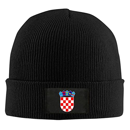 Lsjuee Wappen von Kroatien Schwarze Strickmütze für Unisex-Winter Warme Dehnbare Beanie-Mützen mit Bündchen für Männer und Frauen von Lsjuee