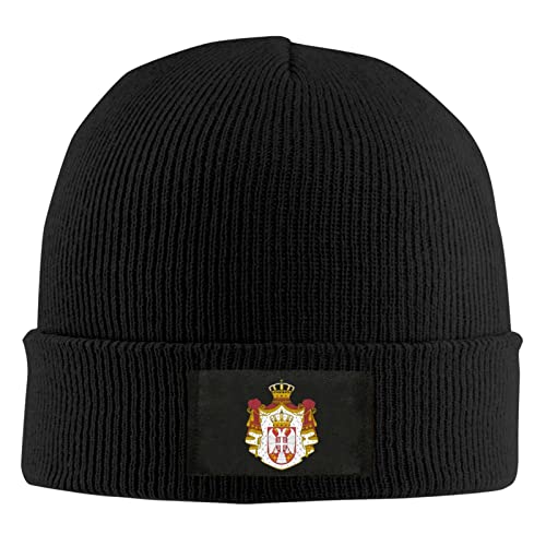 Lsjuee Wappen von Serbien Schwarze Strickmütze für Unisex-Winter Warme Dehnbare Beanie-Mützen mit Bündchen für Männer und Frauen von Lsjuee