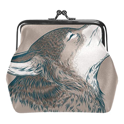 Malerei Wolf Münze Geldbörse Vintage Beutel Schnalle Clutch Bag Kiss-Lock Geldbörse Verschluss Verschluss Geldbörsen für Frauen Mädchen von Lsjuee