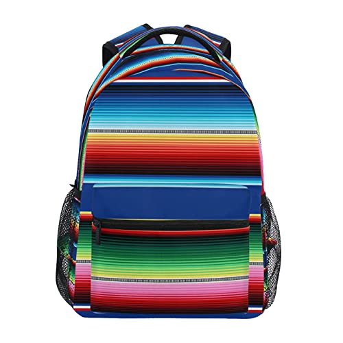 Mexican Serape Blanket Stripes Rucksack für die Schule, wasserabweisender Laptop-Rucksack für Reisen, lässiger Tagesrucksack für Mädchen, Jungen, Teenager von Lsjuee