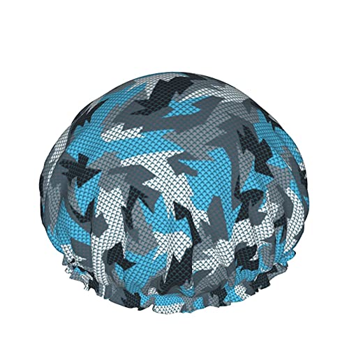 Moderne Camo Polygonal wiederverwendbare elastische Badewanne wasserdichte Duschhaube für Damen, Kappen für Mädchen Spa Heimgebrauch, Hotel und Friseursalon von Lsjuee