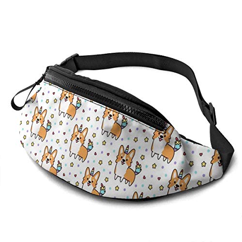 Niedliche Corgi-Hunde-Gürteltasche für Damen und Herren, modische Hüfttasche, Hüfttasche mit Hüfte, Bauchtasche mit verstellbarem Gürtel für Reisen, Outdoor, Sport, Radfahren, Laufen von Lsjuee