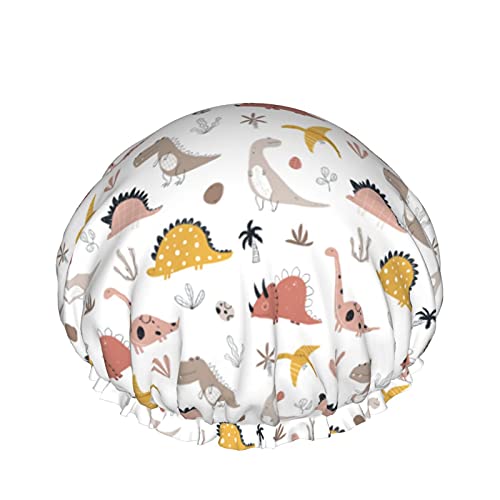 Niedliche Dinosaurier-Pflanzen, wiederverwendbar, elastisches Bad, wasserdichte Duschhaube für Damen, Kappen für Mädchen, Spa, Heimgebrauch, Hotel und Friseursalon von Lsjuee