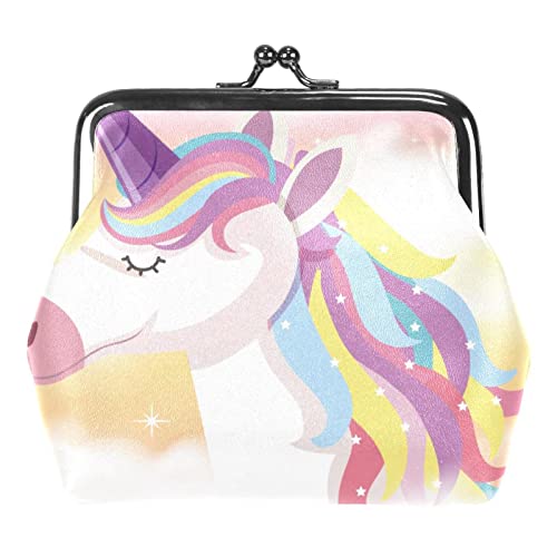 Niedliche Geldbörse mit Einhorn- und Regenbogenhintergrund-Schnalle von Lsjuee