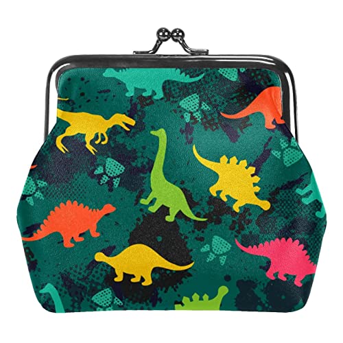 Niedliches Kindermuster für Mädchen und Jungen. Bunte Dinosaurier auf dem abstrakten Grunge-Hintergrund sorgen für eine lustige Cartoon-Zeichnung. Urbaner Hintergrund für Textilien und Stoffe. Geldbör von Lsjuee