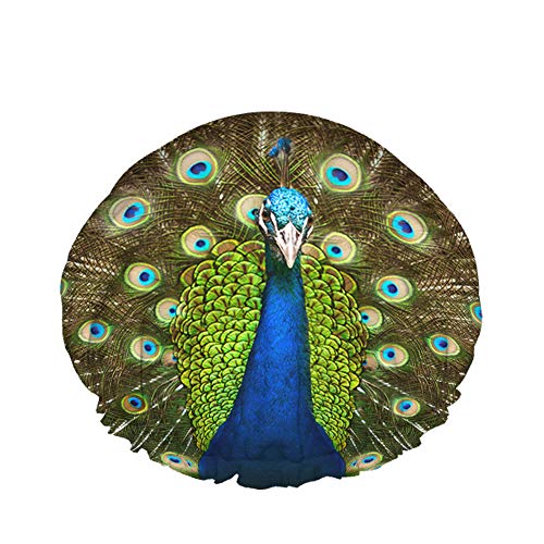 Peacock Duschhaube Wasserabweisender Badehut Wiederverwendbares strapazierfähiges elastisches Polyester für Männer Frauen 4,3 x 10,6 Zoll von Lsjuee