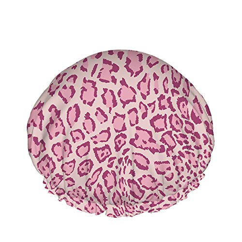 Pink Leopard Duschhaube Wasserabweisender Badehut Wiederverwendbares strapazierfähiges elastisches Polyester für Männer Frauen 4,3 x 10,6 Zoll von Lsjuee