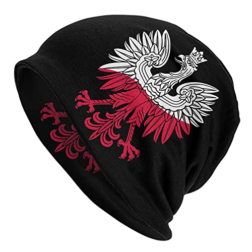 Polen-Flagge, polnischer Adler, Polska-Beanie-Mütze für Männer und Frauen, dünne Slouchy-Schädelkappe, Stretch-Strickmütze, Schwarz von Lsjuee