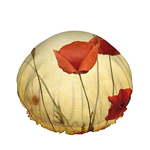 Poppy Duschhaube Wasserabweisender Badehut Wiederverwendbares strapazierfähiges elastisches Polyester für Männer Frauen 4,3 x 10,6 Zoll von Lsjuee