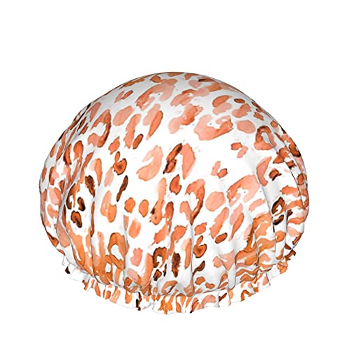 Purpurroter Leopard, wiederverwendbar, elastisch, wasserdicht, Duschhaube für Damen, Kappen für Mädchen, Spa, Heimgebrauch, Hotel und Friseursalon von Lsjuee