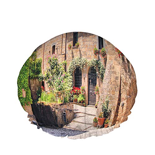 Quaint Hill Town Duschhaube Wasserabweisender Badehut Wiederverwendbares strapazierfähiges elastisches Polyester für Männer Frauen 4,3 x 10,6 Zoll von Lsjuee