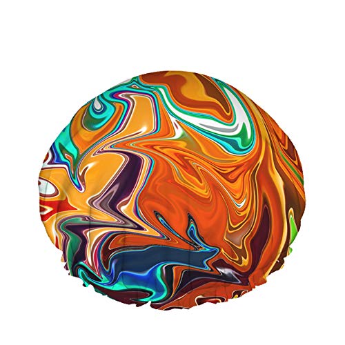Regenbogenmalerei Duschhaube Wasserabweisender Badehut Wiederverwendbares strapazierfähiges elastisches Polyester für Männer Frauen 4,3 x 10,6 Zoll von Lsjuee
