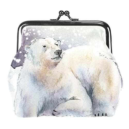 Schnee Winter Tier Eisbär Geldbörse Vintage Beutel Schnalle Clutch Bag Kiss-Lock Geldbörse Verschluss Verschluss Geldbörsen für Frauen Mädchen von Lsjuee
