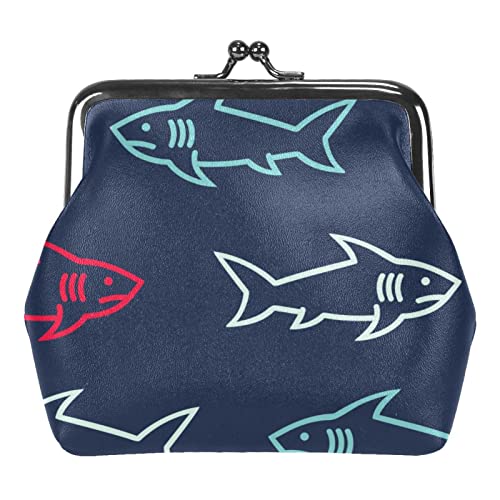 Sharks Ocean Sea Münzbörse, Vintage-Beutel, Clutch mit Schnalle, Kiss-Lock-Geldbörse mit Verschlussverschluss, Geldbörsen für Damen und Mädchen von Lsjuee