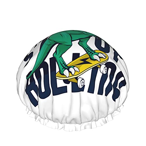 Skater Dinosaurier wiederverwendbare elastische Badekappe wasserdichte Duschhaube für Damen, Kappen für Mädchen Spa Heimgebrauch, Hotel und Friseursalon von Lsjuee