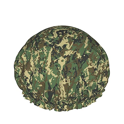 Splash Camouflage Pattern Wiederverwendbare, elastische, wasserdichte Duschhaube für Damen, Kappen für Mädchen, Spa, Heimgebrauch, Hotel und Friseursalon von Lsjuee