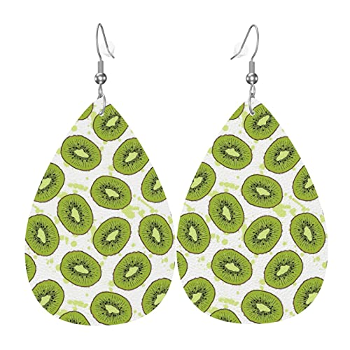 Tropfenohrringe-Set aus Leder mit Kiwi-Fruchtmuster, Tropfenohrringe, weich und leicht, baumelnd für Frauen Tropfenohrringe-Set aus Leder mit Kiwi-Fruchtmuster, Tropfenohrringe, weich und leicht, baumelnd für Frauen von Lsjuee